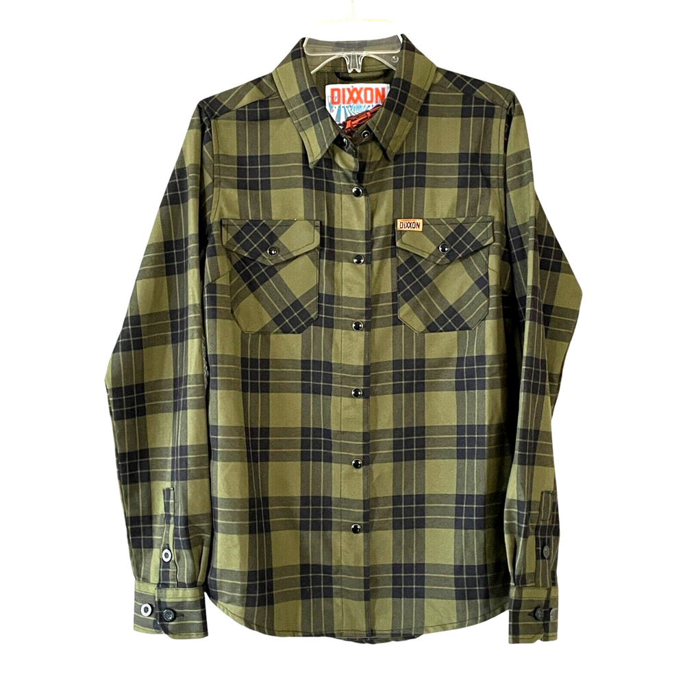 DIXXON Flannel 38 Special Women's Size Small Green Plaid Long Sleeve Shirt NWOT